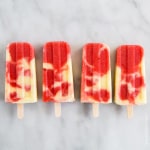 four lava flow frozen pops arranged in a row.