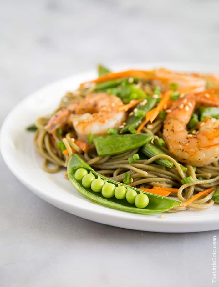 Soba Noodles with Shrimp and Snap Peas | the little epicurean