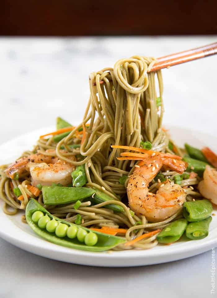 Soba Noodles with Shrimp and Snap Peas | the little epicurean