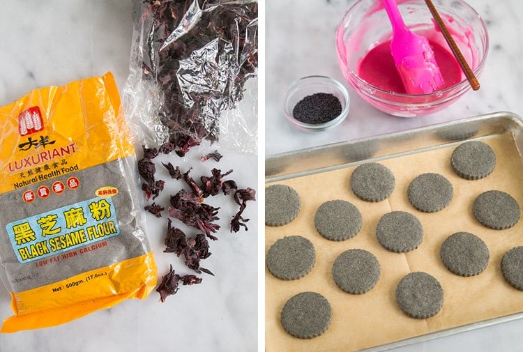 Black Sesame Shortbread with hibiscus glaze | the little epicurean