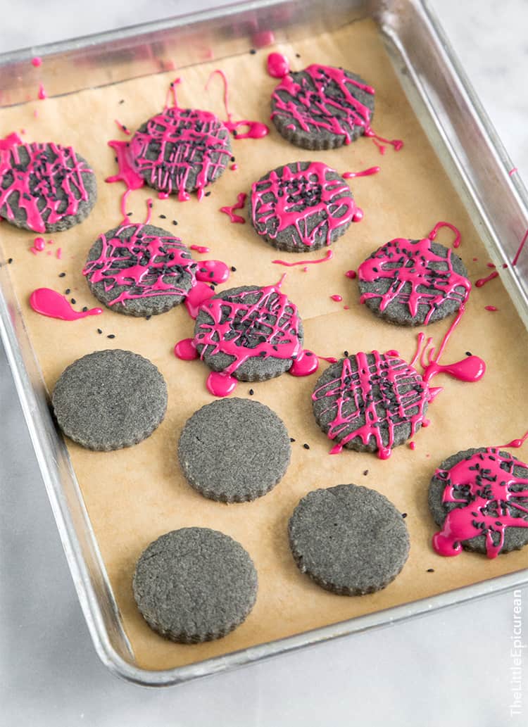 Black Sesame Shortbread with hibiscus glaze | the little epicurean