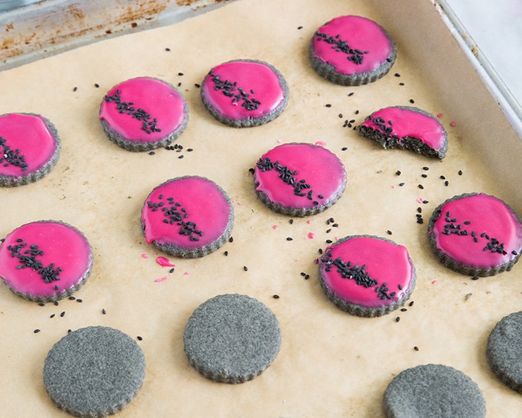 Black Sesame Shortbread with hibiscus glaze | the little epicurean