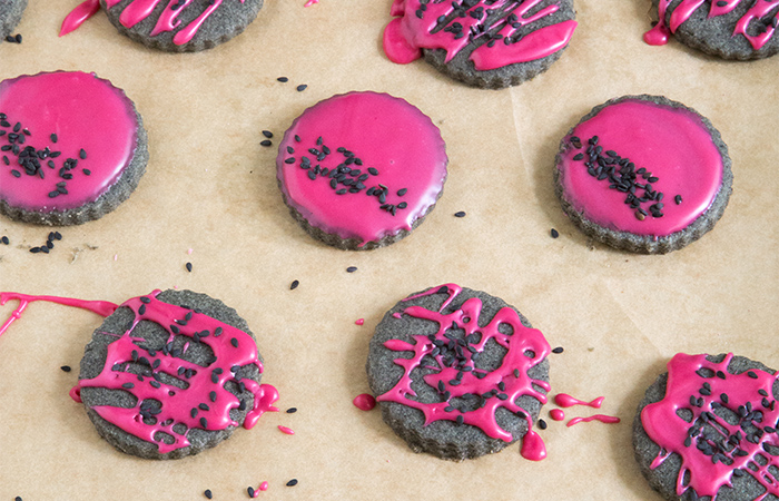 Black Sesame Shortbread with hibiscus glaze | the little epicurean