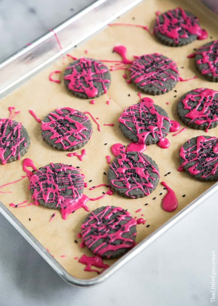 Black Sesame Shortbread with hibiscus glaze | the little epicurean