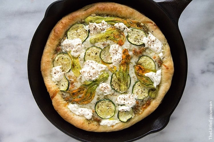 Ricotta Squash Blossom Pizza | the little epicurea