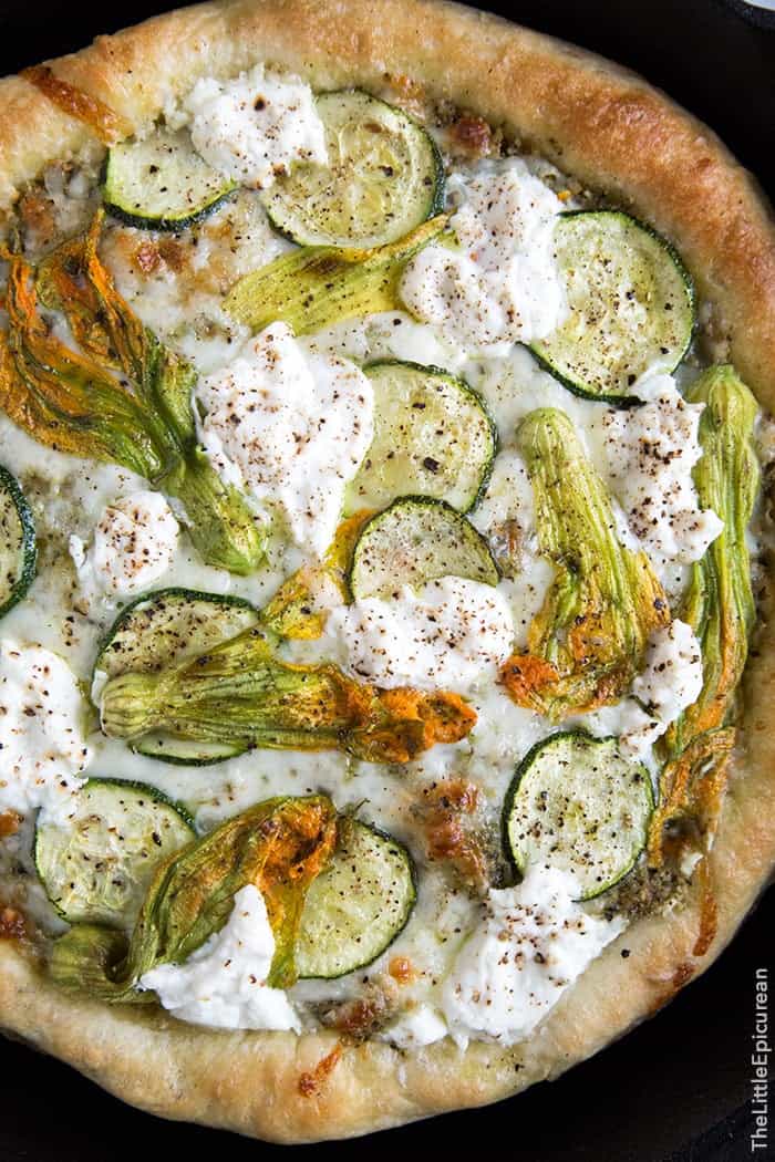 Ricotta Squash Blossom Pizza | the little epicurean