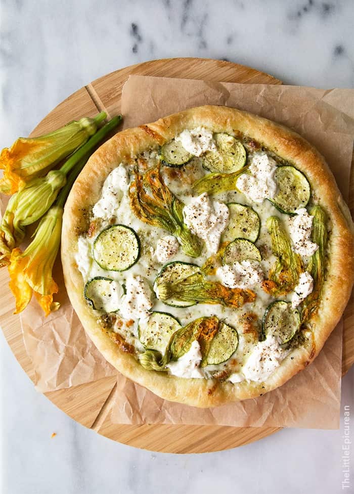 Ricotta Squash Blossom Pizza | the little epicurean