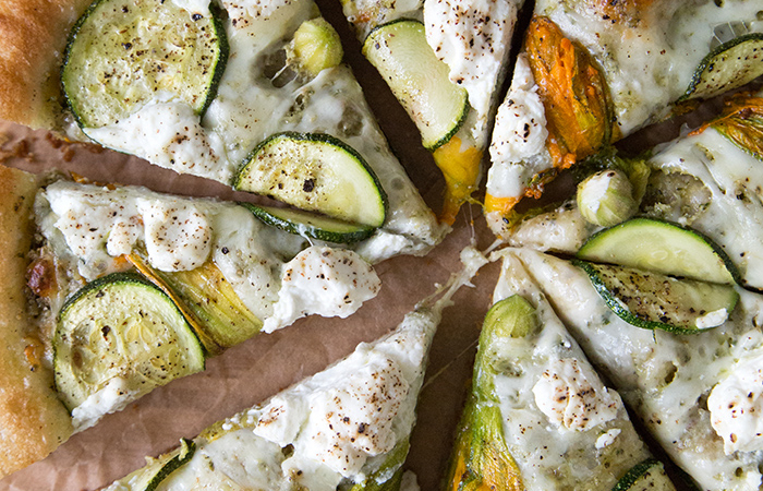 Ricotta Squash Blossom Pizza | the little epicurean