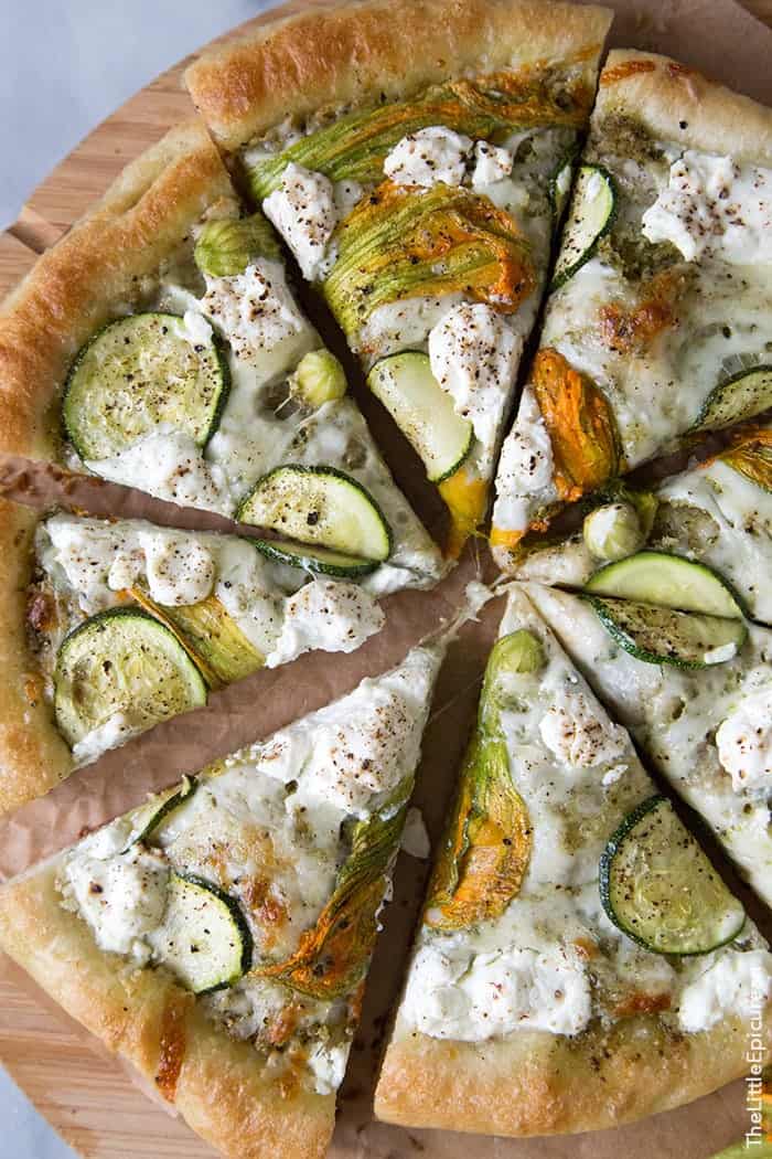 Ricotta Squash Blossom Pizza | the little epicurean