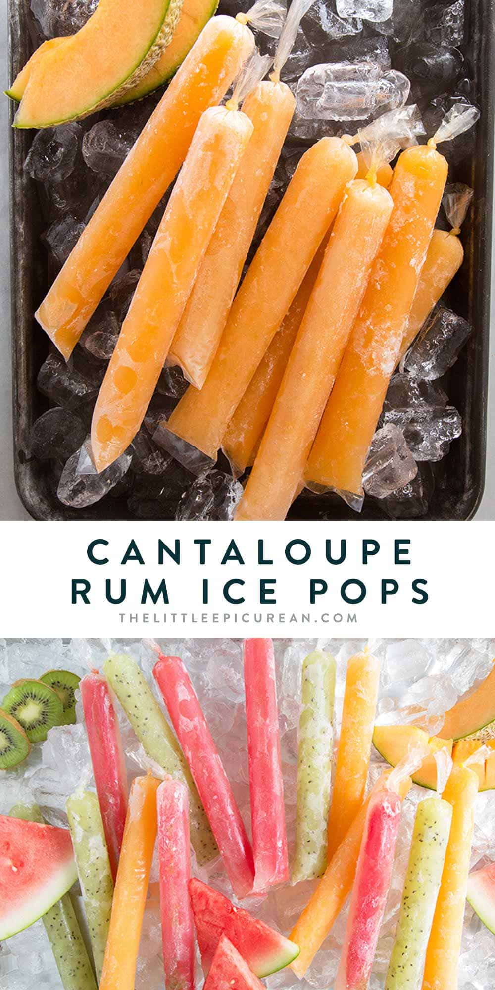 Cantaloupe rum ice pops