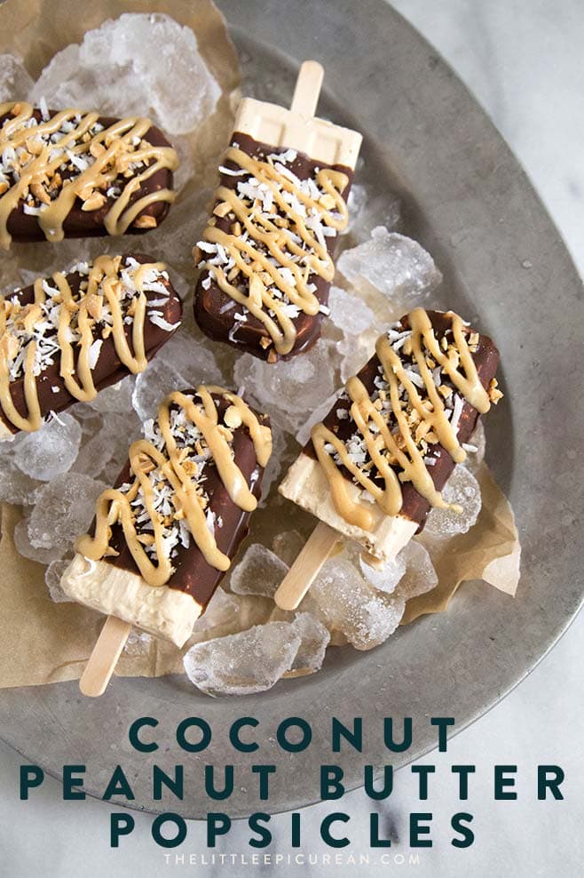 Coconut Peanut Butter Popsicles dipped in chocolate