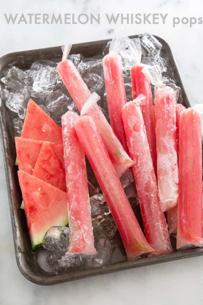 Watermelon Whiskey Pops | the little epicurean