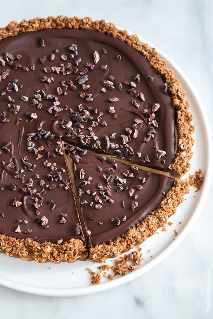 Chocolate Peanut Butter Oat Tart | the little epicurean