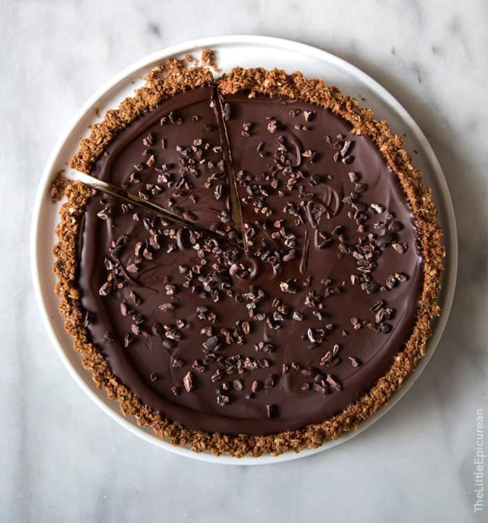 Chocolate Peanut Butter Oat Tart | the little epicurean