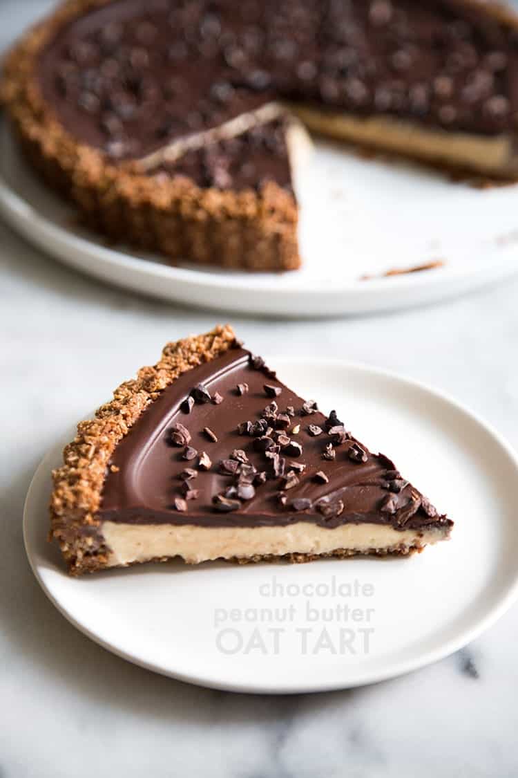 Chocolate Peanut Butter Oat Tart | the little epicurean