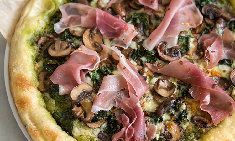 Mushroom Kale Pesto Pizza | the little epicurean