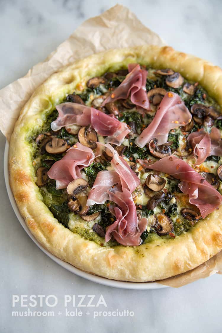 Mushroom Kale Pesto Pizza | the little epicurean