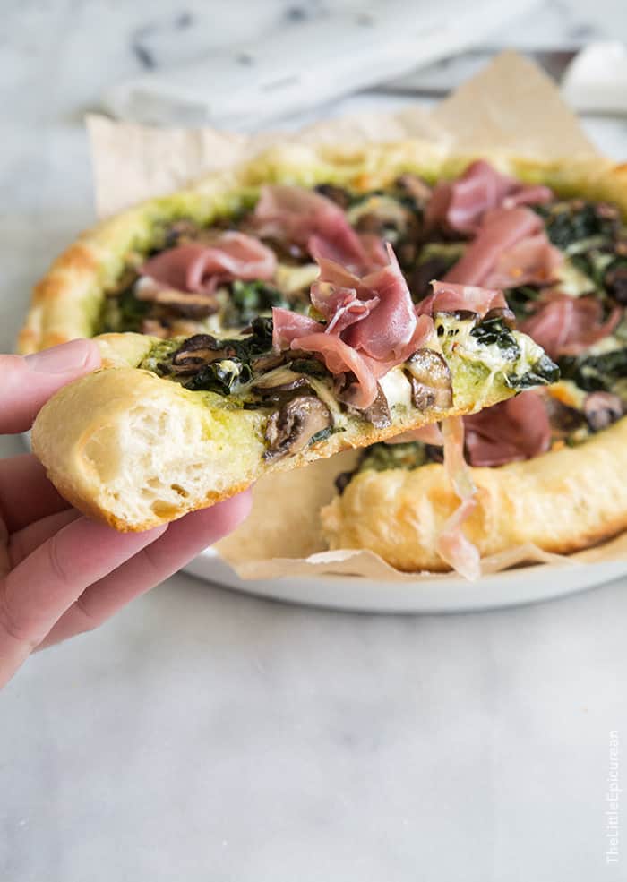 Mushroom Kale Pesto Pizza | the little epicurean