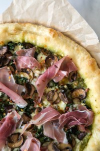 Mushroom Kale Pesto Pizza | the little epicurean