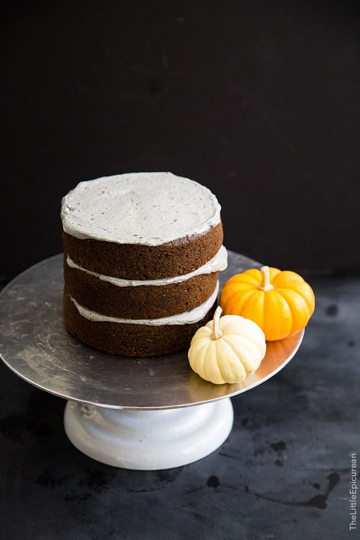 Halloween Black Sesame Cake with marshmallow webs