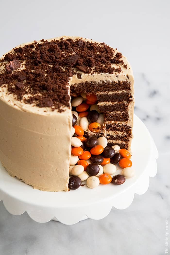 Chocolate Peanut Butter Surprise Cake 