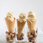 Maple Hazelnut Ice Cream served in waffle cones