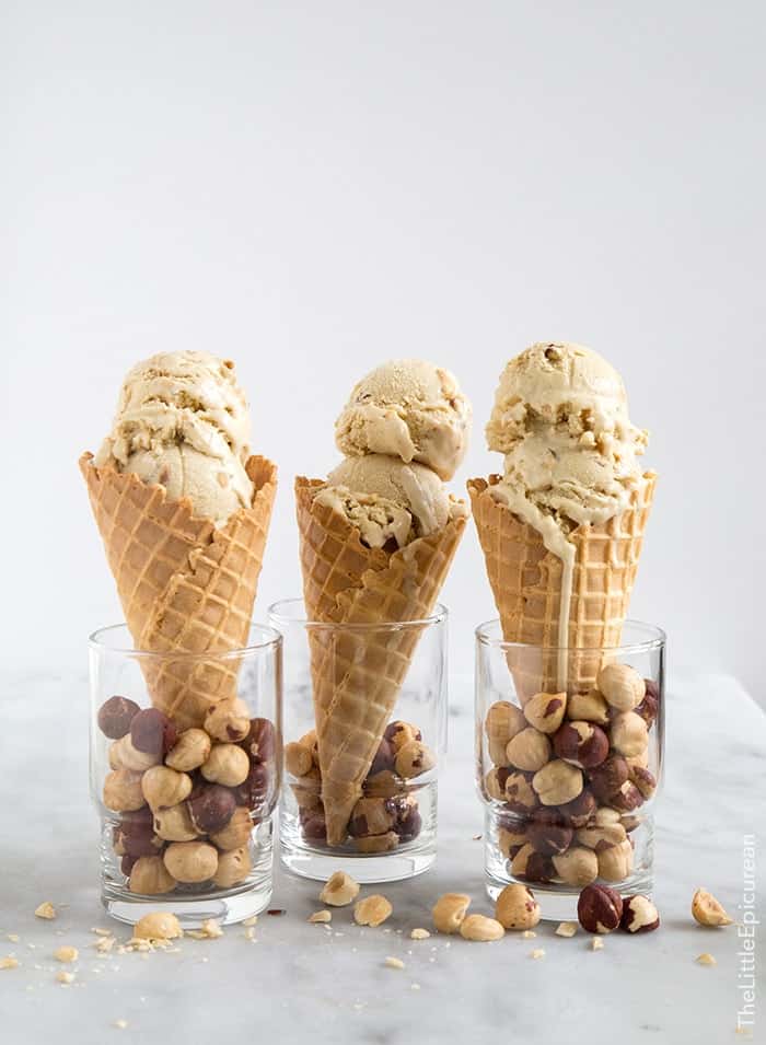 Maple Hazelnut Ice Cream served in waffle cones