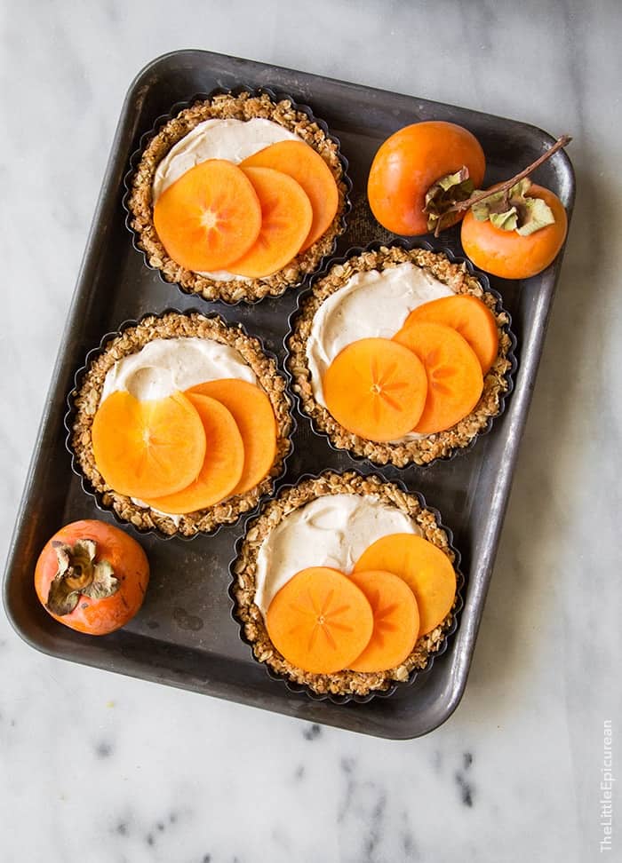 Brûléed Persimmon Tart with maple cinnamon cream cheese