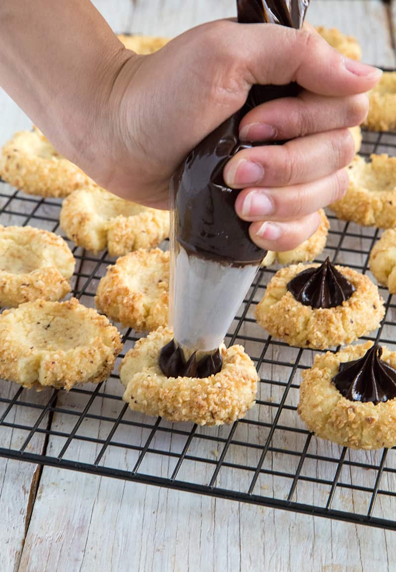 Chocolate Hazelnut Thumbprint Cookies