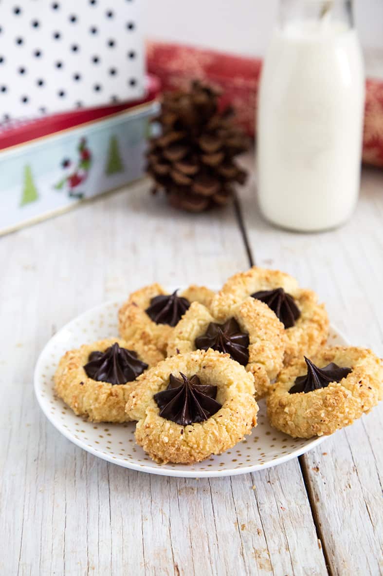 Chocolate Hazelnut Thumbprint Cookies