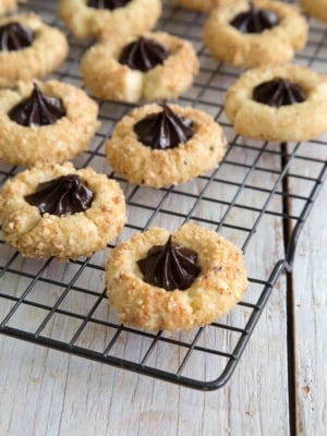 Chocolate Hazelnut Thumbprint Cookies