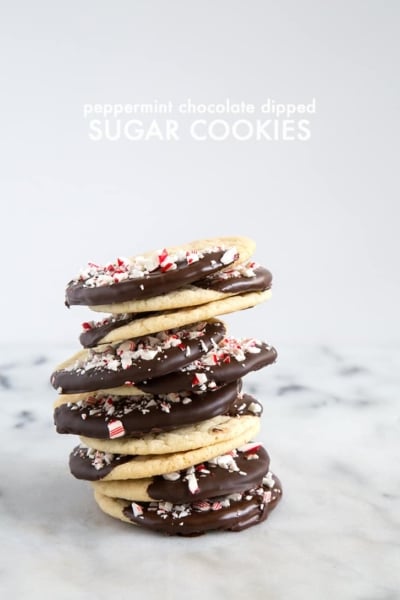 Peppermint Chocolate Dipped Sugar Cookies