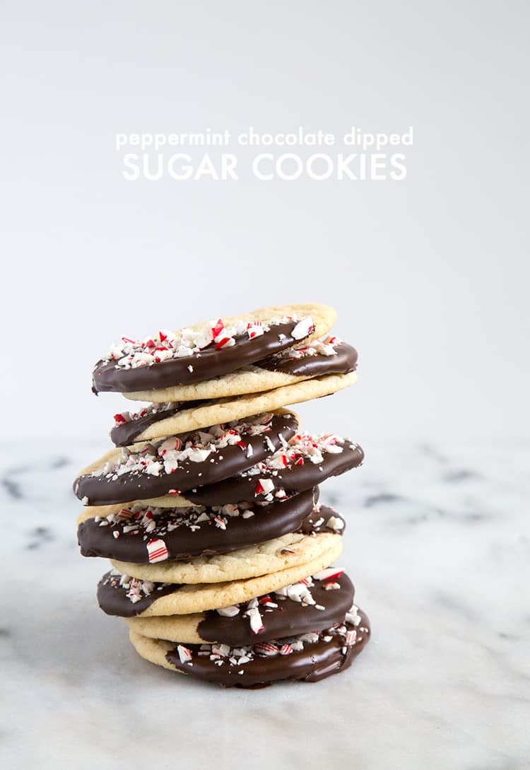 Peppermint Chocolate Dipped Sugar Cookies