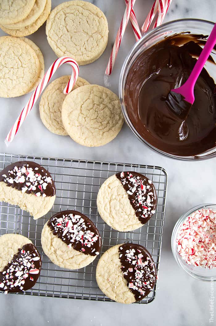 Peppermint Chocolate Dipped Sugar Cookies