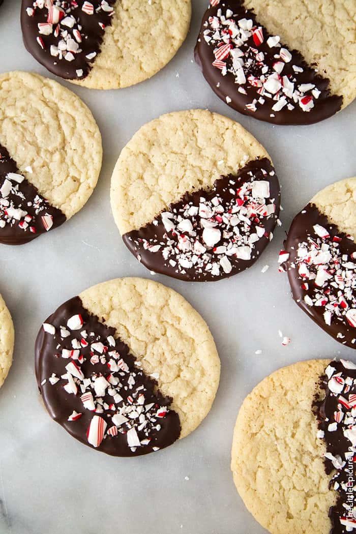 Peppermint Chocolate Dipped Sugar Cookies