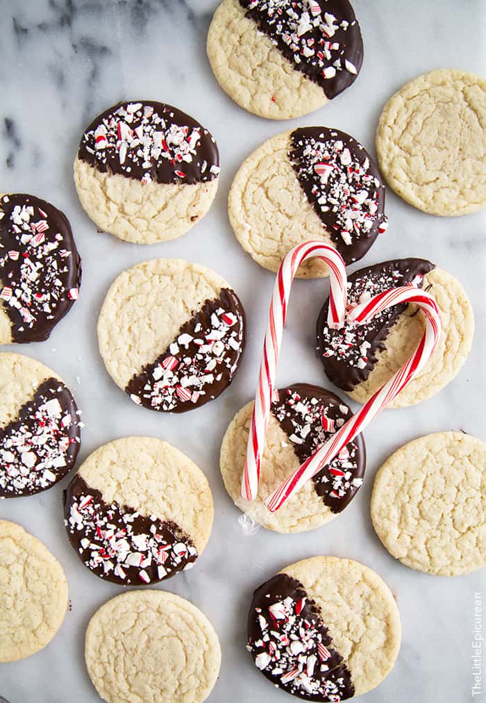 Peppermint Chocolate Dipped Sugar Cookies