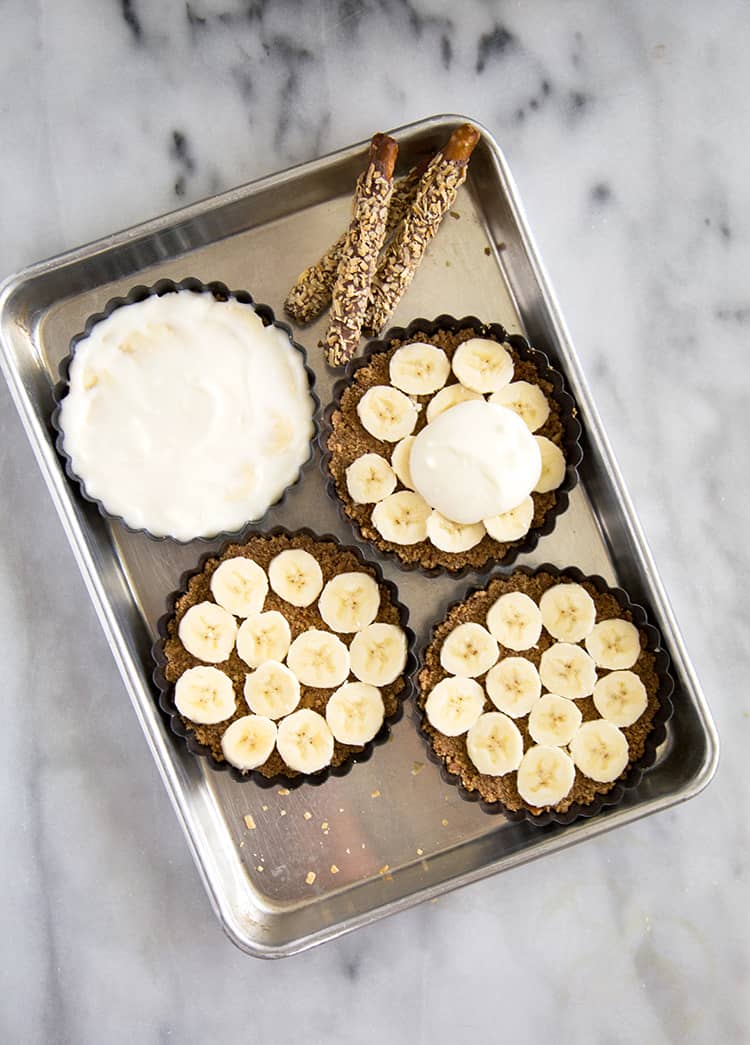 Banana Coconut Pretzel Tart