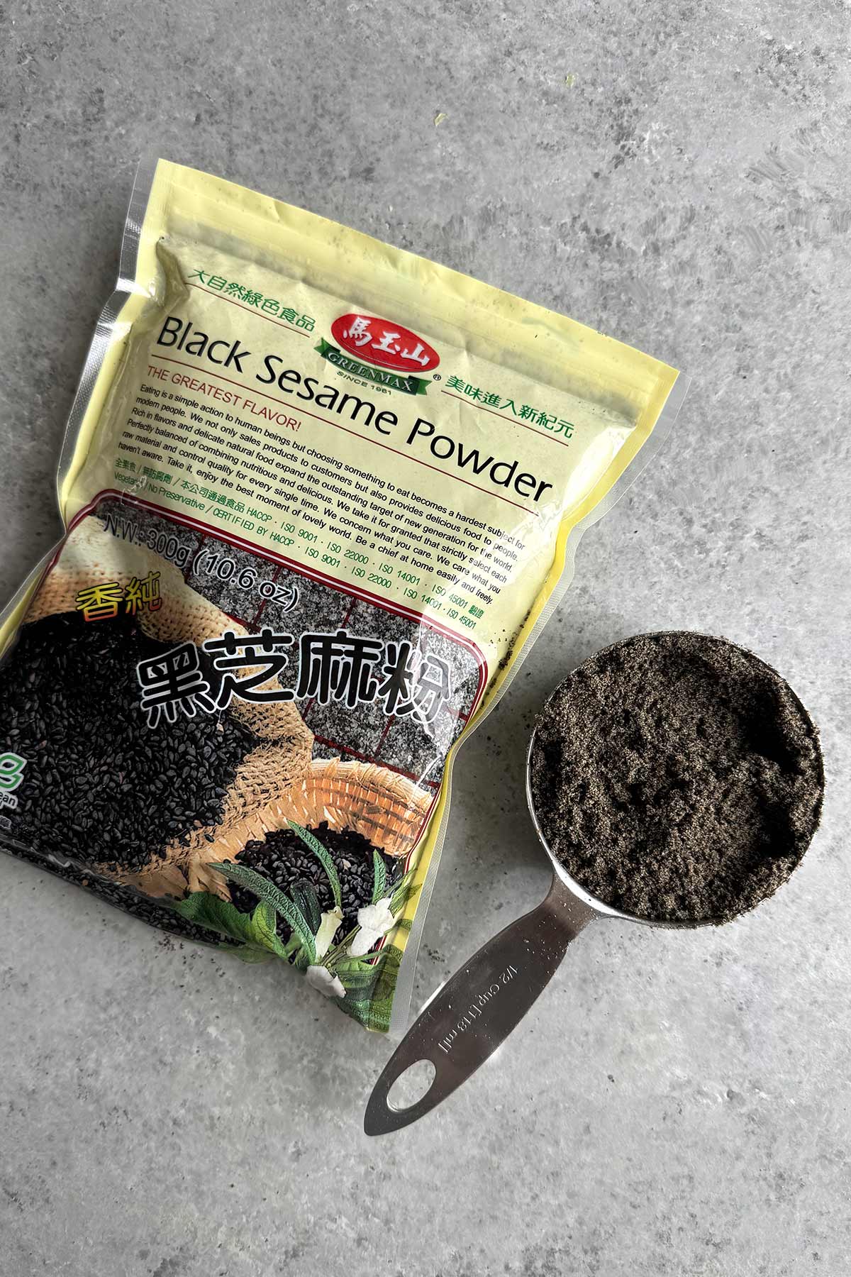 black sesame powder, also called black sesame flour. 