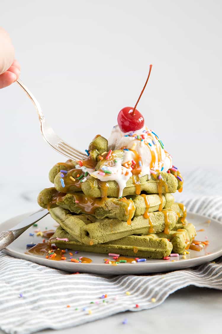 Matcha Mochi Waffles Sundae