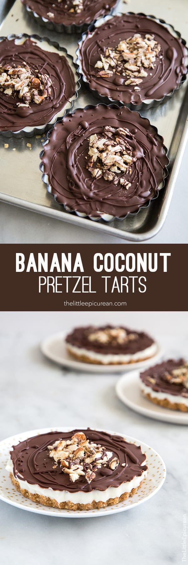 No Bake Banana Coconut Pretzel Tarts