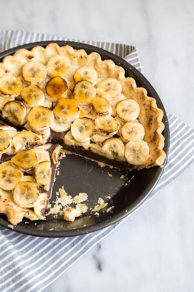 Banana Truffle Pie with caramelized bananas.