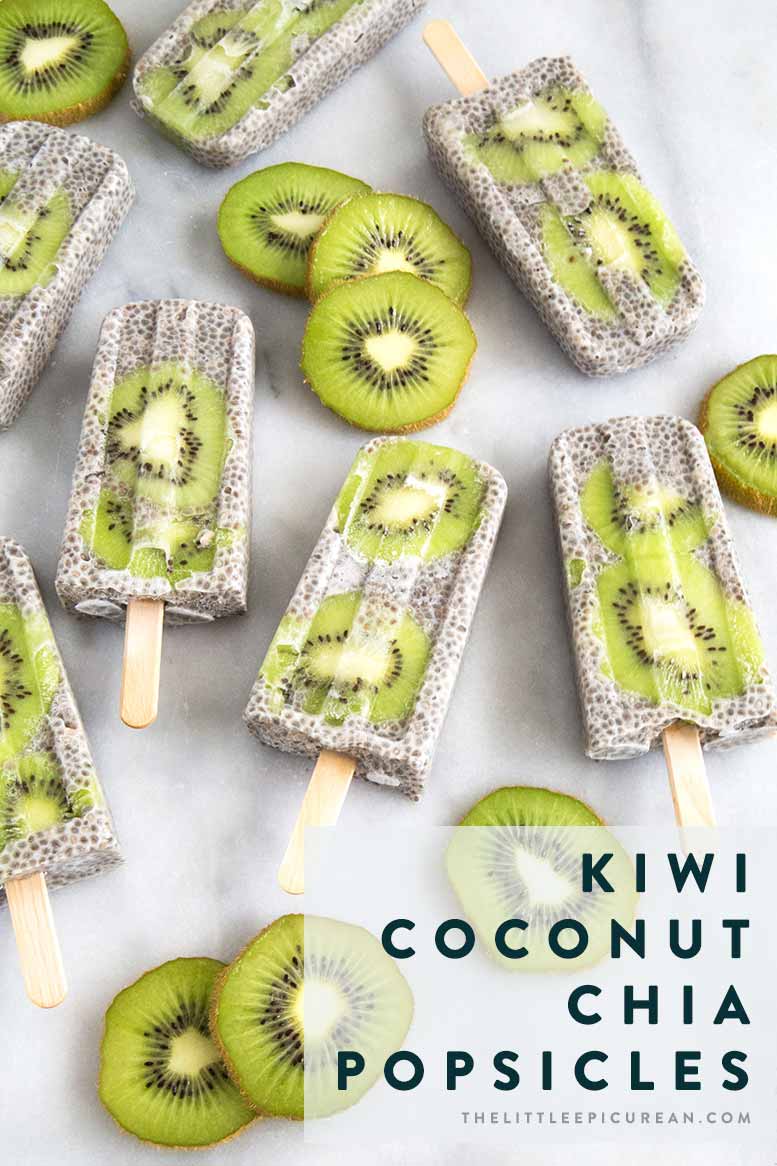 Kiwi slices floating among a sea of coconut chia pudding. These kiwi coconut chia popsicles are a satisfying anytime treat! 