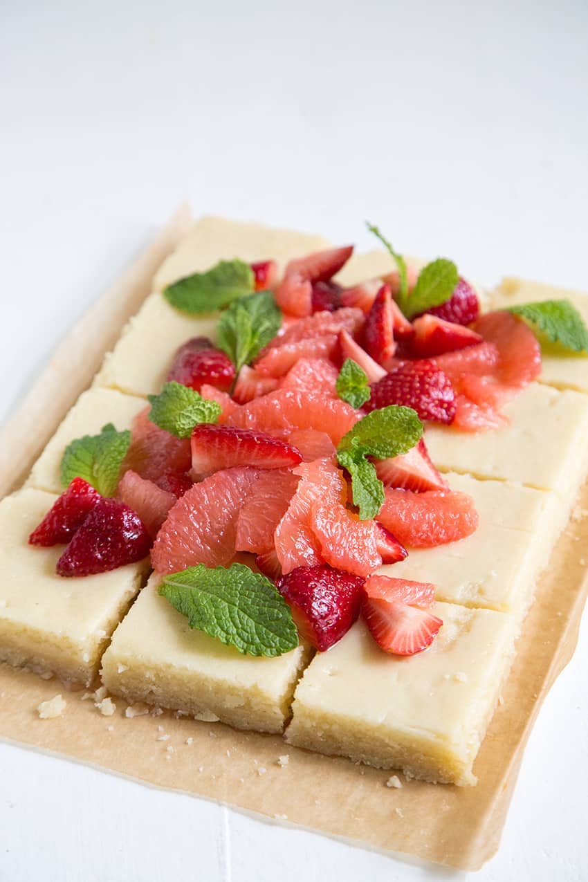 Grapefruit Strawberry Gooey Butter Bars