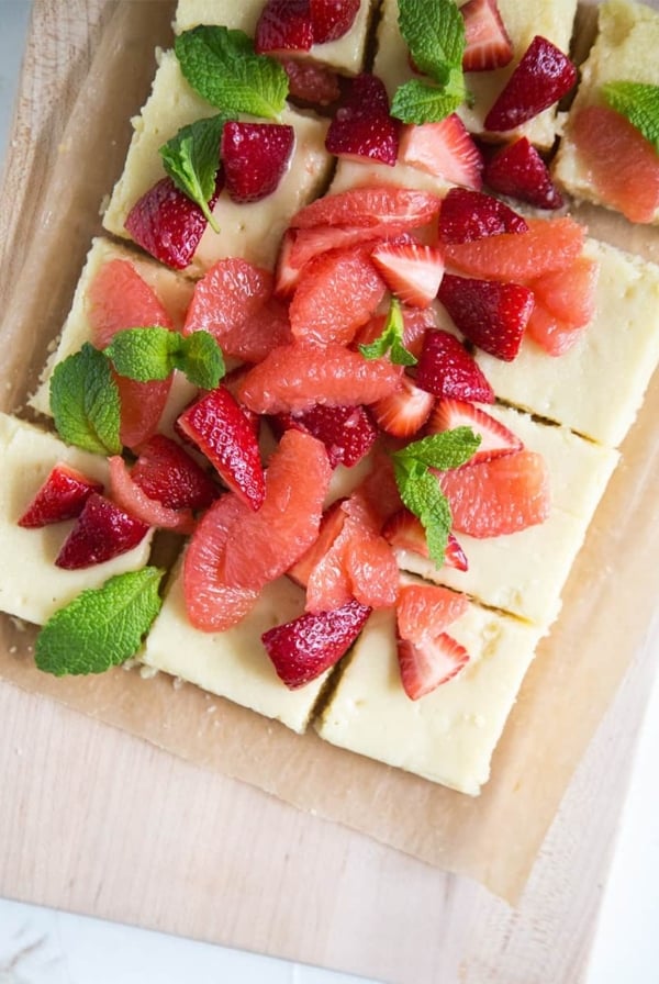 Grapefruit Strawberry Gooey Butter Bars