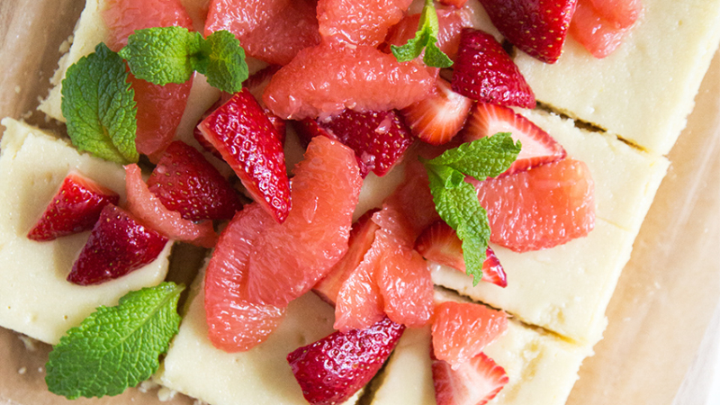 Grapefruit Strawberry Gooey Butter Bars