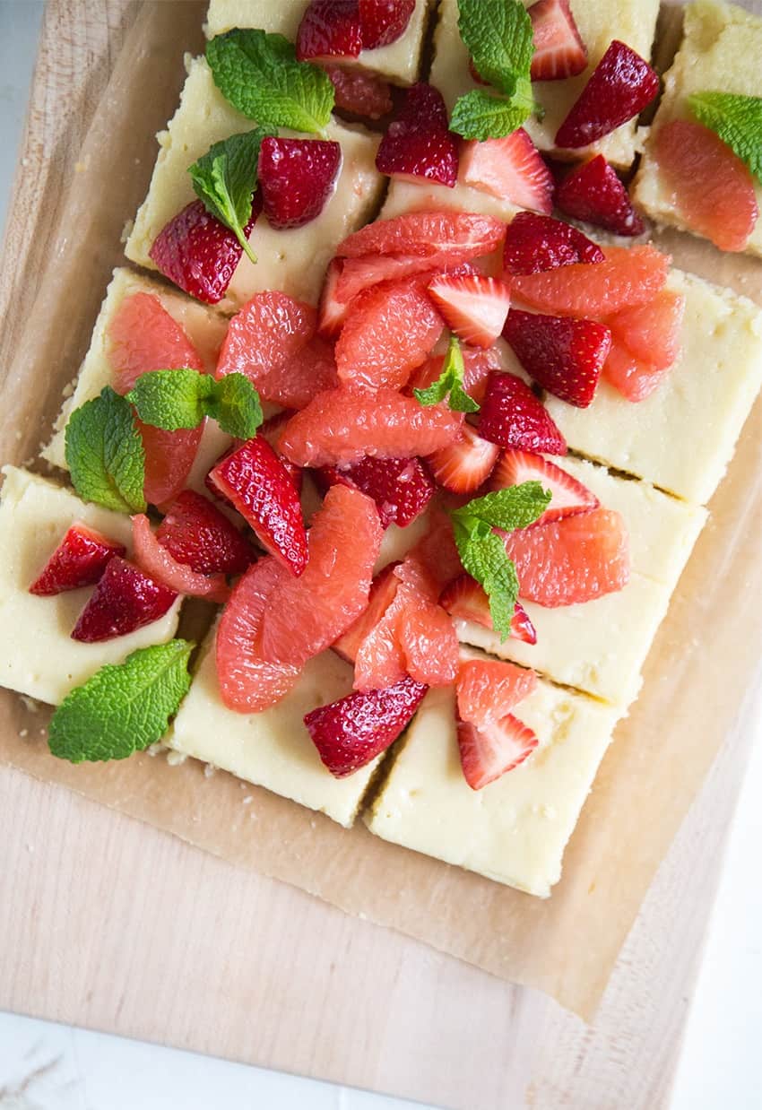 Grapefruit Strawberry Gooey Butter Bars