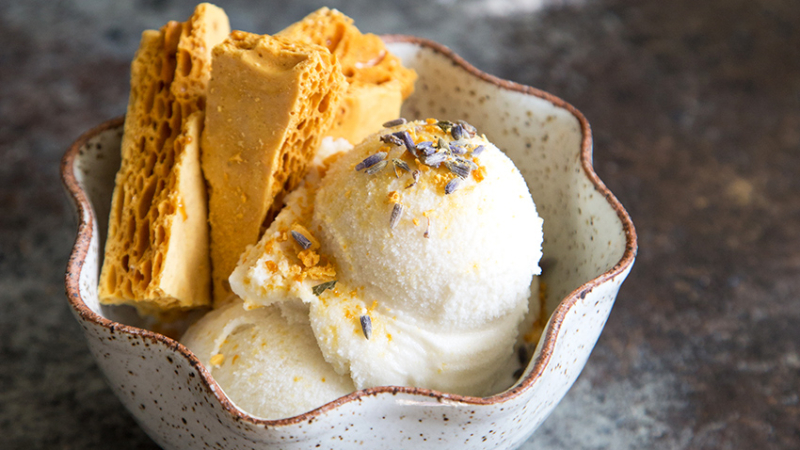 Lavender Ice Cream with Honeycomb Toffee