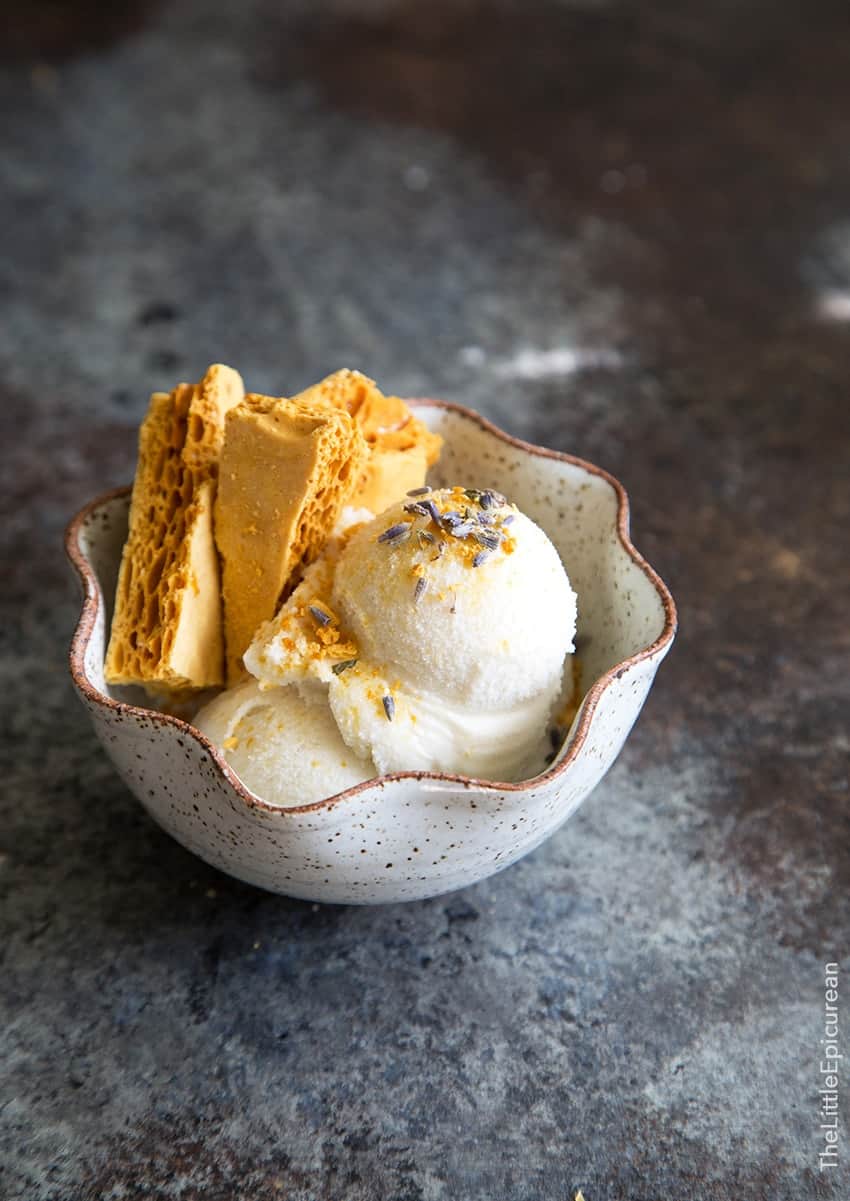 Lavender Ice Cream with Honeycomb Toffee