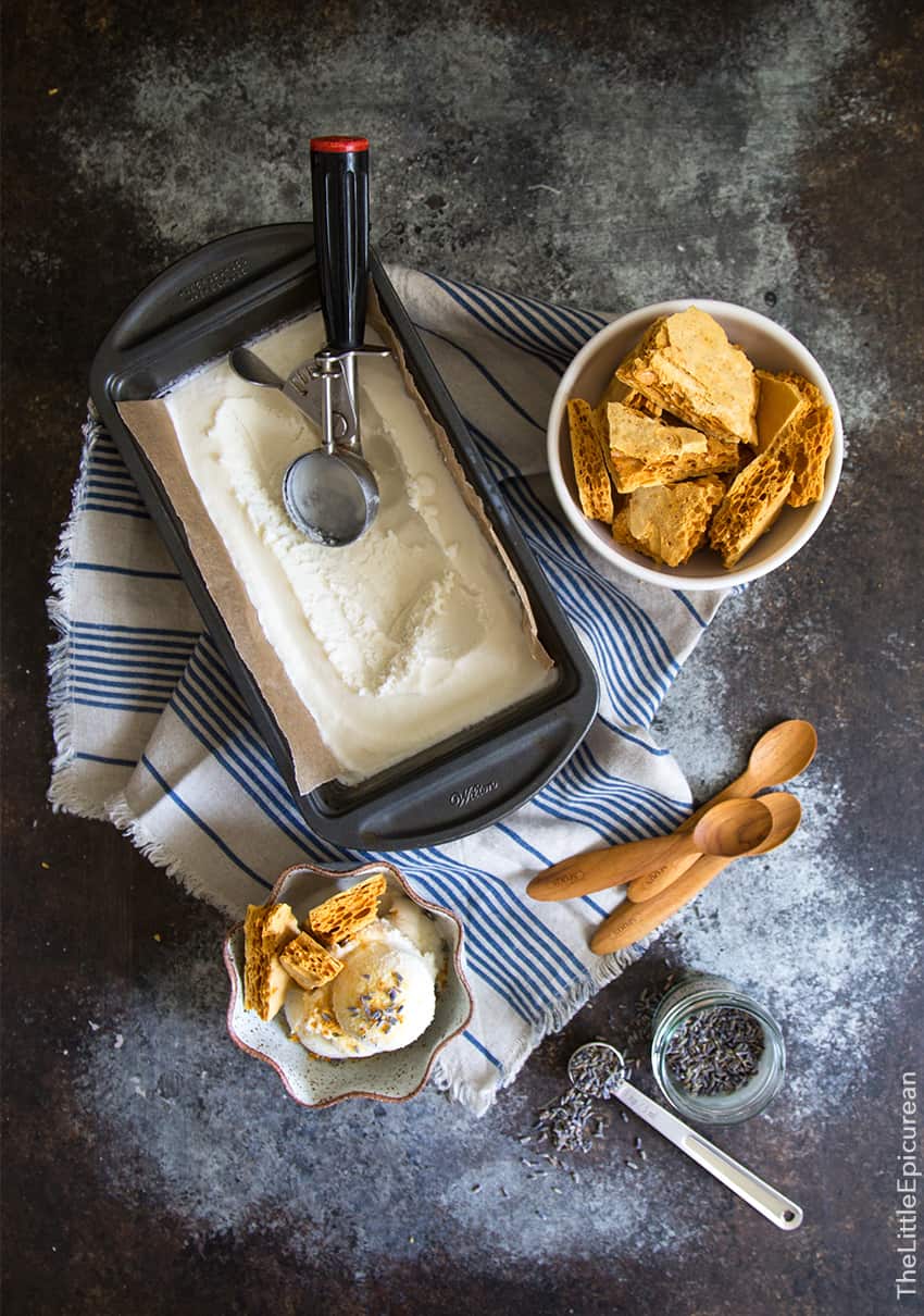 Lavender Ice Cream with Honeycomb Toffee