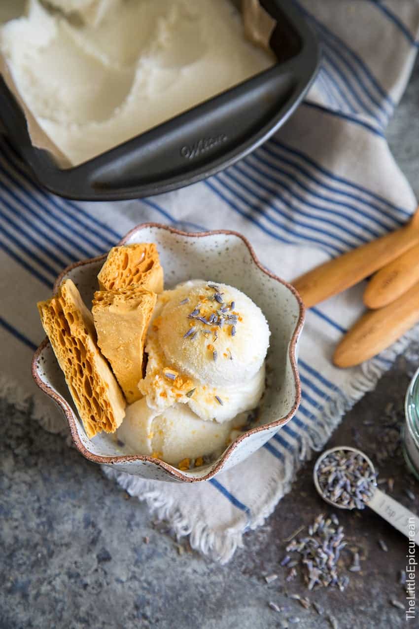 Lavender Ice Cream with Honeycomb Toffee